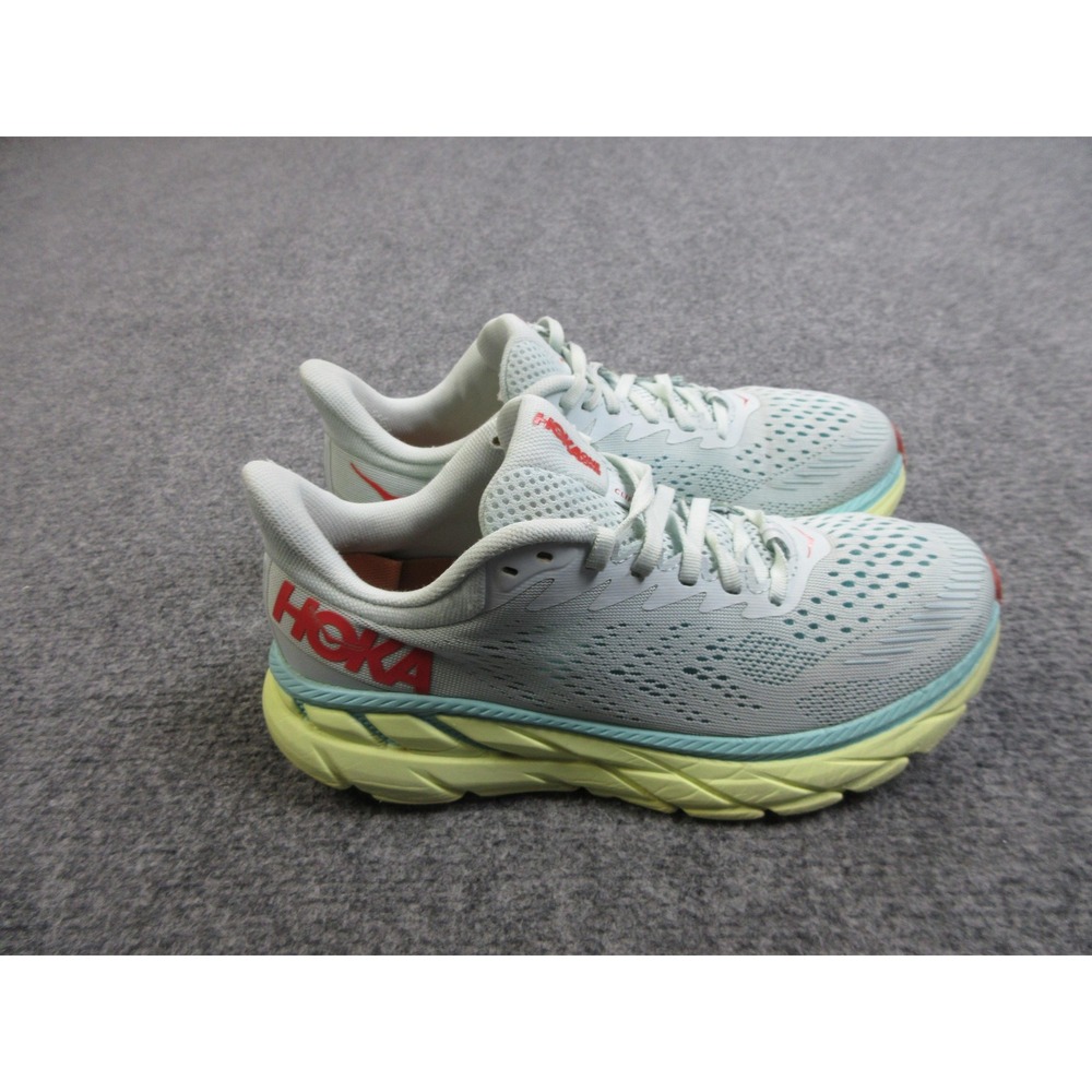 HOKA ONE ONE Clifton 7 Shoes Womens Size 7 Light Green Running Mesh Cushion Road